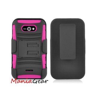 [ManiaGear] Black/Hot Pink Combat Heavy Duty Case for LG Motion 4G MS770/LG Optimus Regard LW770 + ManiaGear Screen Protector (Metro PCS/Cricket Wireless) Cell Phones & Accessories