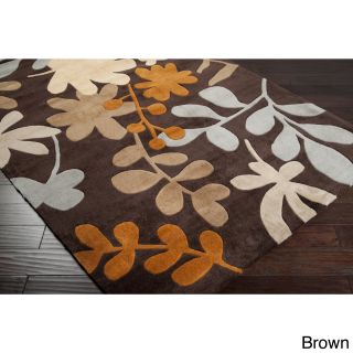 Surya Carpet, Inc. Hand tufted Floral Contemporary Area Rug (9 X 13) Brown Size 9 x 13