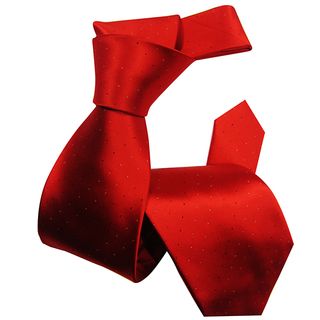 Dmitry Mens Deep red Hole patterned Italian Silk Tie