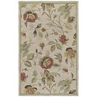 Lawrence Oatmeal Floral Hand tufted Wool Rug (80 X 110)