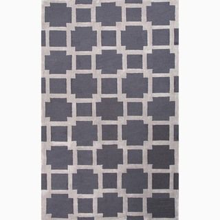 Hand made Gray/ Ivory Polyester Textured Rug (5x8)
