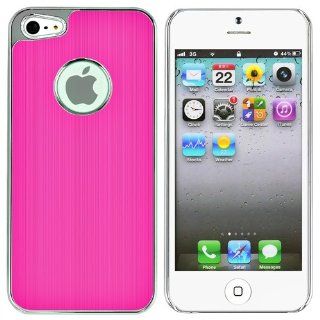 CommonByte Elegant Luxury Hot Pink Brushed Metal Aluminum Chrome Hard Case For iPhone 5 G Cell Phones & Accessories