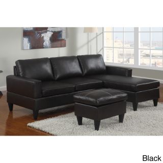 Cannes Reversible Sectional Couch With Free Ottoman In Faux Leather