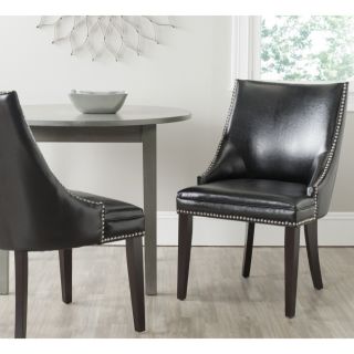Afton Black Bi cast Leather Side Chair (set Of 2)
