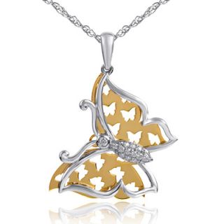 10 CT. T.W. Diamond Butterfly Punch Pendant in Sterling Silver and