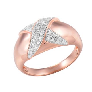 Diamond Accent X Dome Ring in Sterling Silver and 18K Rose Gold