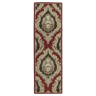 Lawrence Red Damask Hand tufted Wool Rug (23 X 76)