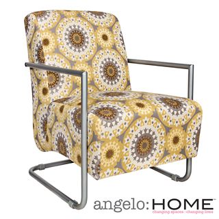 Angelohome Roscoe Chair In Golden Yellow Garden Wheel With Silver Frame