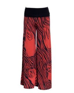 Ladies Zebra Print Wide Leg Banded Waist Pants, Multiple Colors Available
