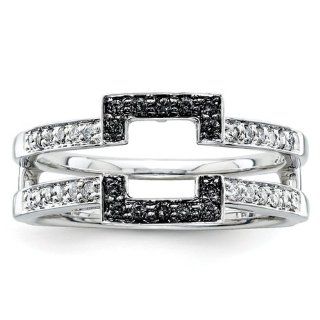 14k White Gold Black & White Diamond Ring Guard Jewelry