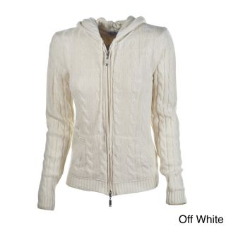 Luigi Baldo Luigi Baldo Womens Italian Cashmere Hooded Sweater White Size XL (16)