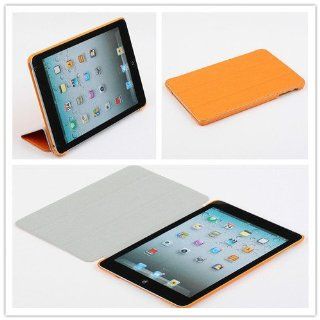 Orange Skin Cover Slim Magnetic Faux Leather Case Stand for iPad Mini Computers & Accessories