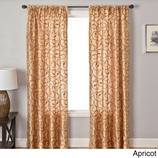 Sari Embroidered Scroll On Faux Silk Curtain Panel
