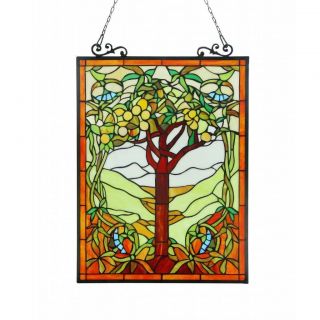 Tiffany Style Tree Of Life Window Art Glass Panel
