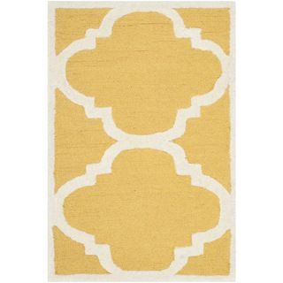 Safavieh Handmade Moroccan Cambridge Geometric Gold/ Ivory Wool Rug (2 X 3)