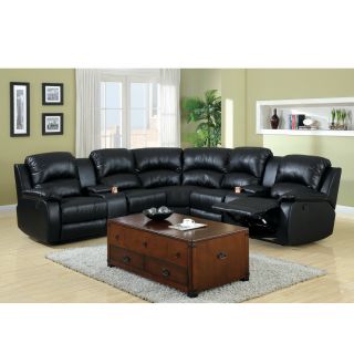 Furniture Of America Amerlie Black Leather Reclining Sectinal