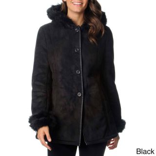 Excelled Excelled Womens Shearling Coat Black Size S (4  6)
