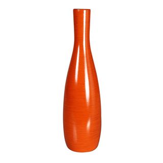 Vibrant Orange Decorative Wood Vase