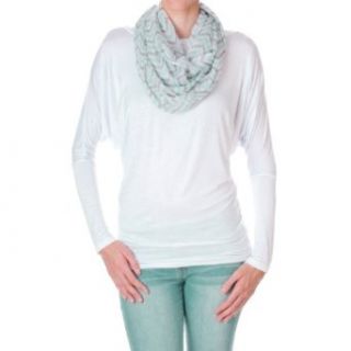 Cotton Cantina Soft Chevron Sheer Infinity Scarf (Teal/Gray/White)
