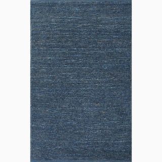 Handmade Solid Pattern Blue Jute Rug (2 X 3)