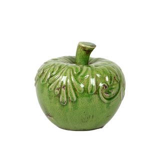 Antique Green Ceramic Apple Sculpture