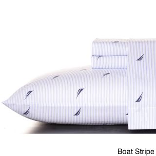 Nautica Nautica Wrinkle resistant Printed Sheet Set Blue Size Twin XL