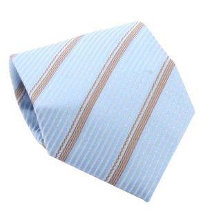Ferrecci Mens Light Blue/ Khaki Stripes Necktie And Cuff Links Boxed Set
