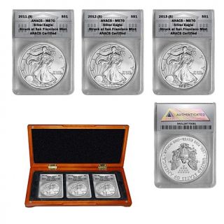 2011 2013 MS70 ANACS S Mint Silver Eagle Dollar Coins