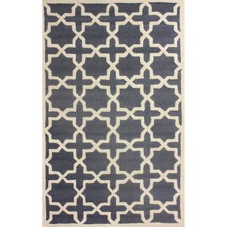 Nuloom Handmade Marrakesh Trellis Grey Wool Rug (86 X 116)