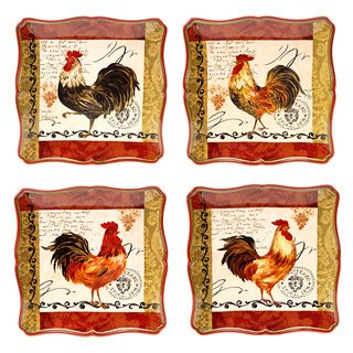 Hand painted Tuscan Rooster 10.25 inch Assorted Ceramic Dinner Plates (set Of 4)