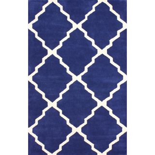 Nuloom Handmade New Zealand Wool/ Viscose Blue Trellis Lattice Rug (5 X 8)