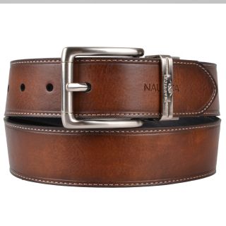 Nautica Mens Genuine Leather Black/brown Reversible Belt