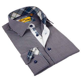 Brio Mens Striped Stitched Collar Shirt