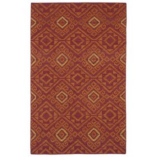 Flatweave Tribeca Red Motif Wool Rug (8 X 10)