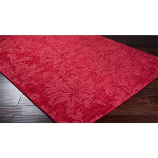 Surya Carpet, Inc Hand Loomed Seward Casual Solid Tone on tone Floral Wool Area Rug (9 X 13) Red Size 9 x 13