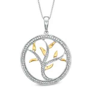 CT. T.W. Diamond Tree of Life Pendant in Sterling Silver and 14K