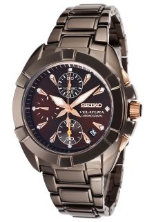 Seiko SNDX91  Watches,Womens Velatura Diamonds Chronograph Brown Tinted Gunmetal IP Steel, Luxury Seiko Quartz Watches