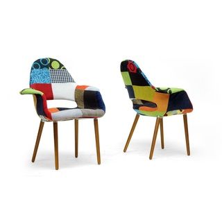 Baxton Studio Forza Patchwork Mid century Style Accent Chairs (set Of 2)