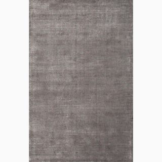 Handmade Solid Pattern Gray Wool/ Art Silk Rug (8 X 10)