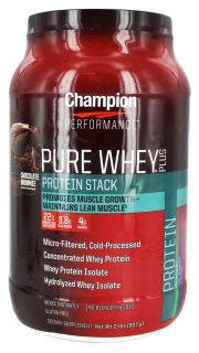 Champion Performance   Pure Whey Plus Protein Stack Chocolate Brownie   2 lbs.