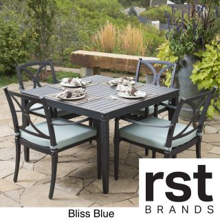 Rst Brands Astoria Aluminum 5 piece Outdoor Cafe Dining Set With Cushions Blue Size 5 Piece Sets