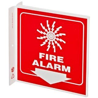 ZING 2553 Eco Safety L Sign with Picto, Legend "FIRE ALARM", 7" Width x 7" Height, Recycled Plastic, White on Red Industrial Warning Signs