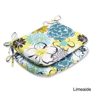 Pillow Perfect Floral Fantasy Rounded Corners Seat Outdoor Cushions (set Of 2)