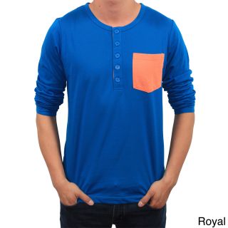 Oxymoron Mens Oxymoron Contrast Pocket Henley Shirt Blue Size S