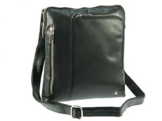 Visconti ML22 Messenger Bag / Shoulder Crossbody Bag / Slim Handbag perfect for IPad, Tablet Buffalo Leather (Black) Clothing
