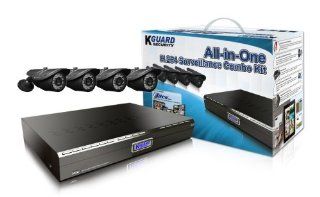 KGUARD SecurityInc. BR801 4CW214H 500G BR Series 8 Channel H.264 DVR with 4x 420TVL Cameras, 500GB HDD Home Security Surveillance Kit (Black)  Complete Surveillance Systems  Camera & Photo