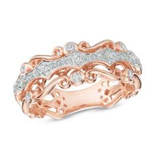 CT. T.W. Diamond Vintage Inspired Scroll Band in 10K Rose Gold