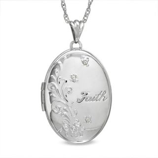 Precious Moments® Diamond Accent Oval Faith Locket in Sterling