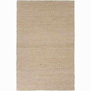 Hand made Solid Pattern Taupe/ Gray Jute/ Cotton Rug (9x12)