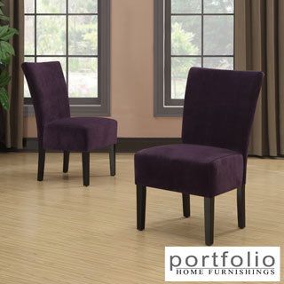 Portfolio Duet Emma Purple Velvet Upholstered Armless Chair (set Of 2)